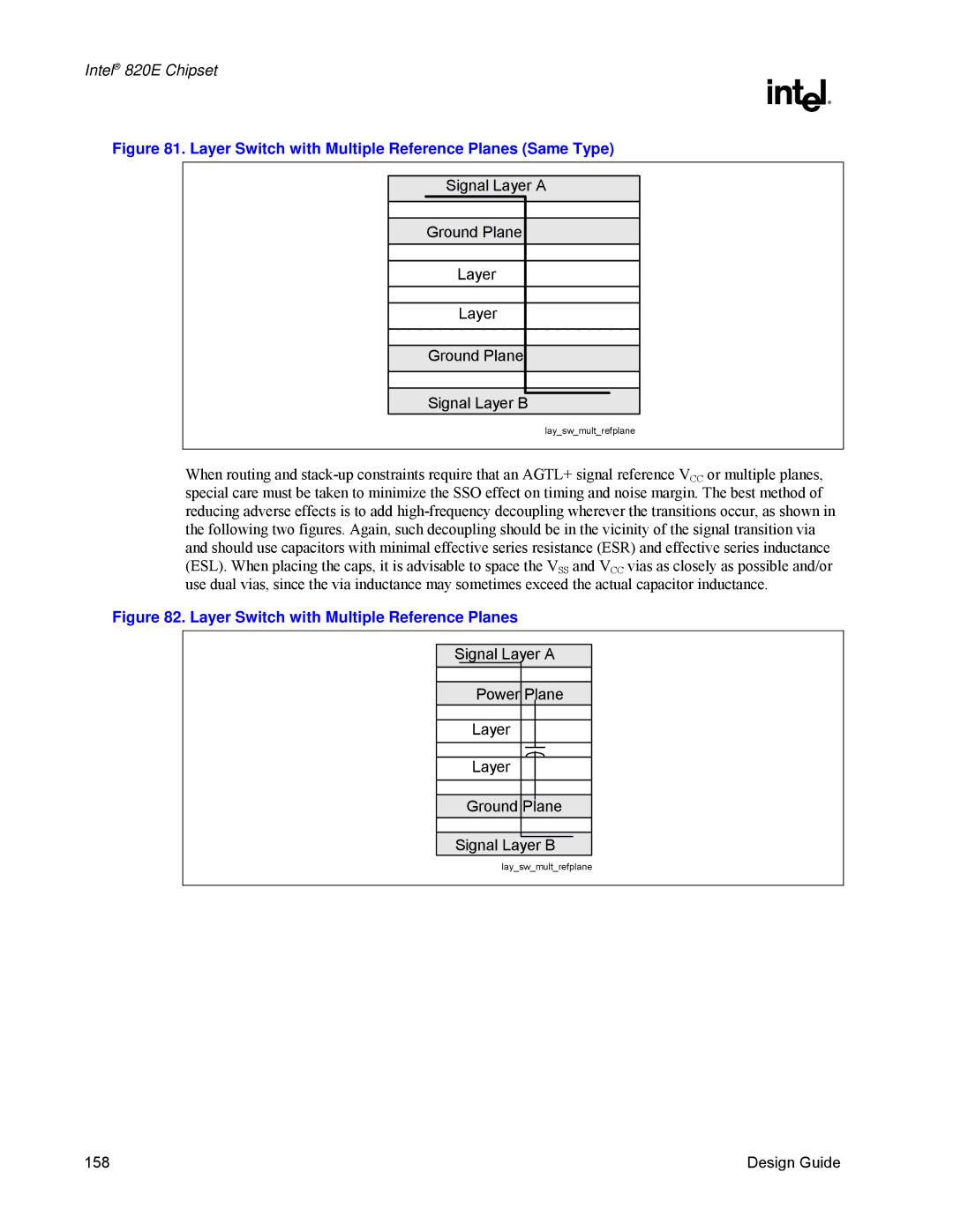 Intel 820E manual Layer Switch with Multiple Reference Planes Same Type 