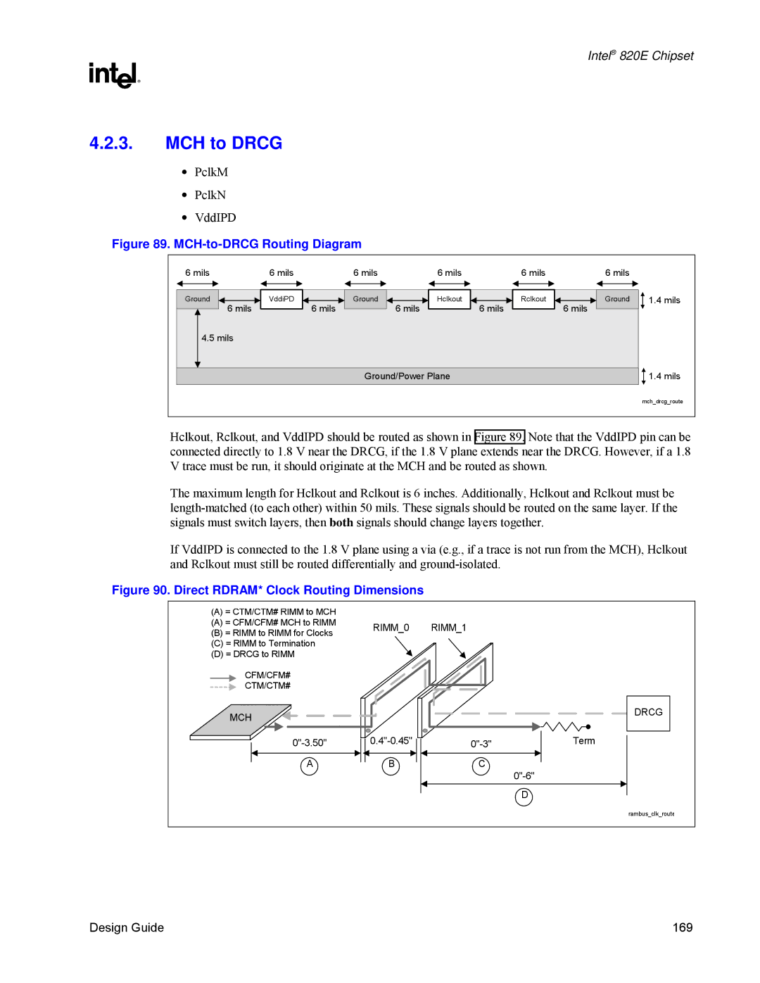 Intel 820E manual MCH to Drcg, MCH-to-DRCG Routing Diagram 