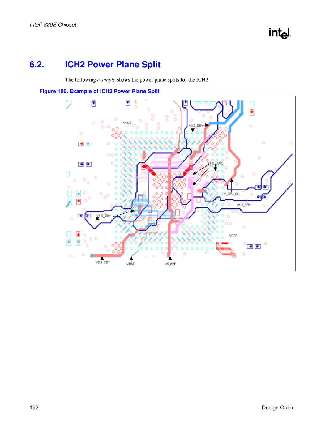 Intel 820E manual Example of ICH2 Power Plane Split 