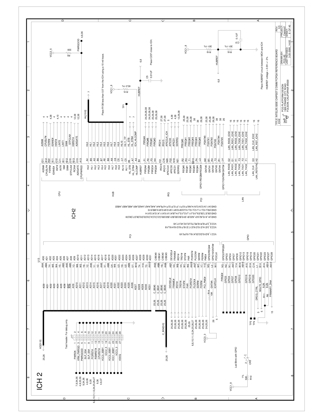 Intel 820E AD0, AD1, AD2, AD3, AD5, AD7, AD8, AD9, Pwrok, Vrmpwrgd, Pwrgood, SLPS3#, SLPS5#, Rsmrst#, Cpurst#, VCC25SBY 