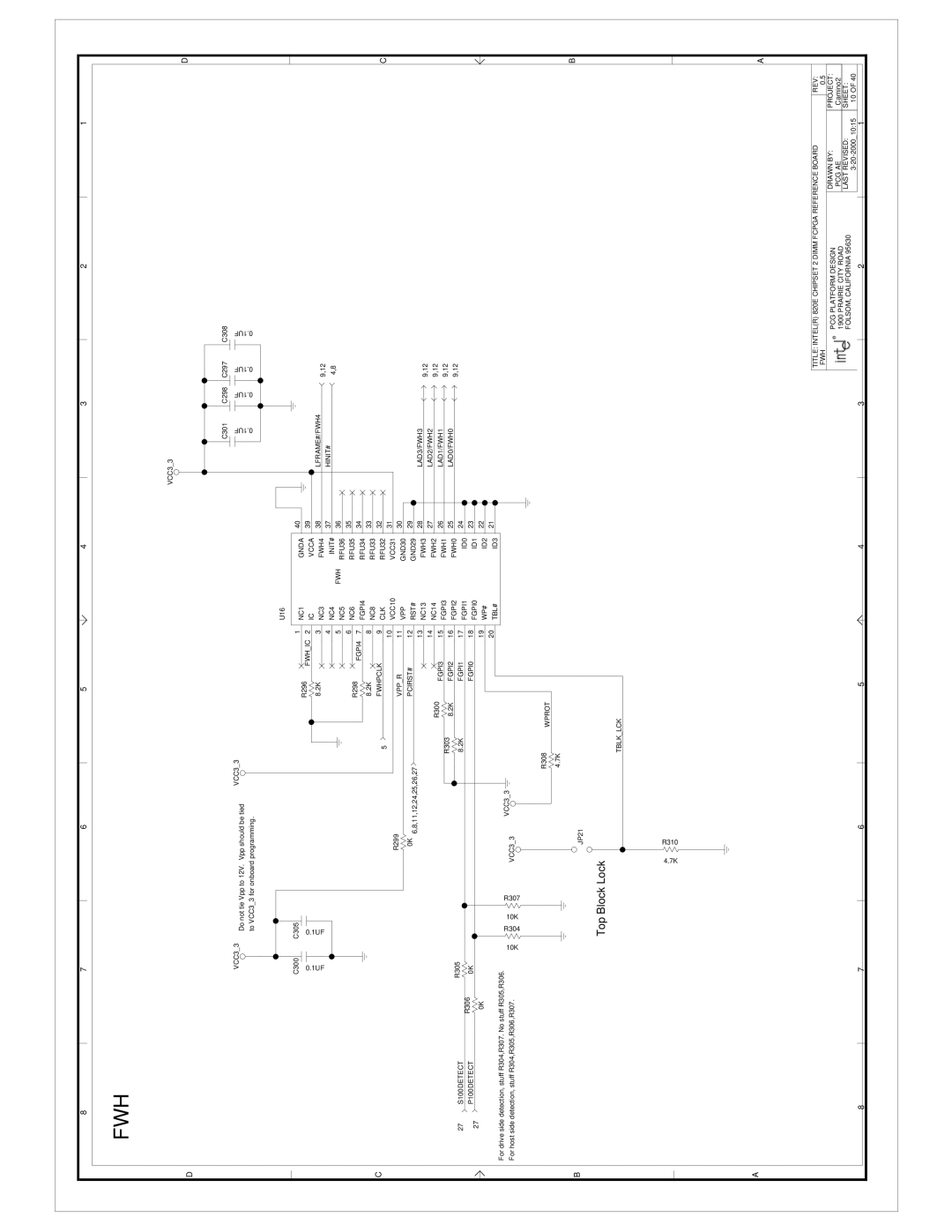 Intel 820E NC1 Gnda, Fwhic Vcca LFRAME#/FWH4 NC3 NC4 INIT# HINIT# NC5 RFU36, VCC10 VCC31 Vppr VPP GND30 PCIRST# GND29 