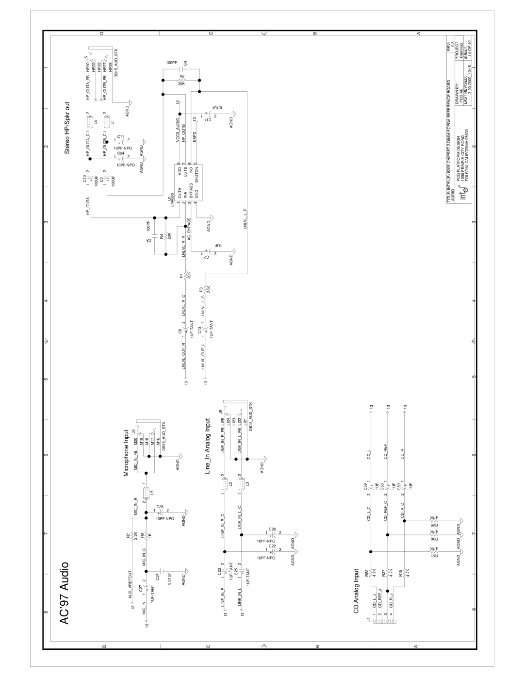 Intel 820E Micinr Micinfb, Micinc, DB15AUDSTK, Hpoutac Hpoutafb, Hpoutbc Hpoutbfb, Lineinrc Lineinrfb LI25, Acbypass 