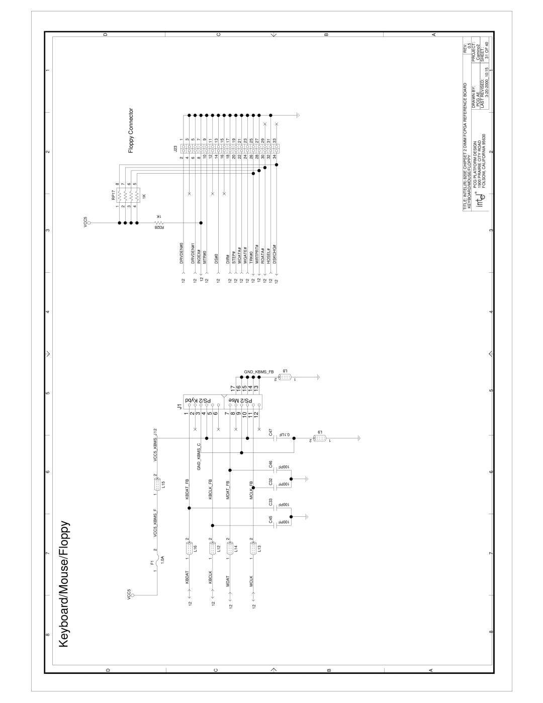 Intel 820E manual Keyboard/Mouse/Floppy 