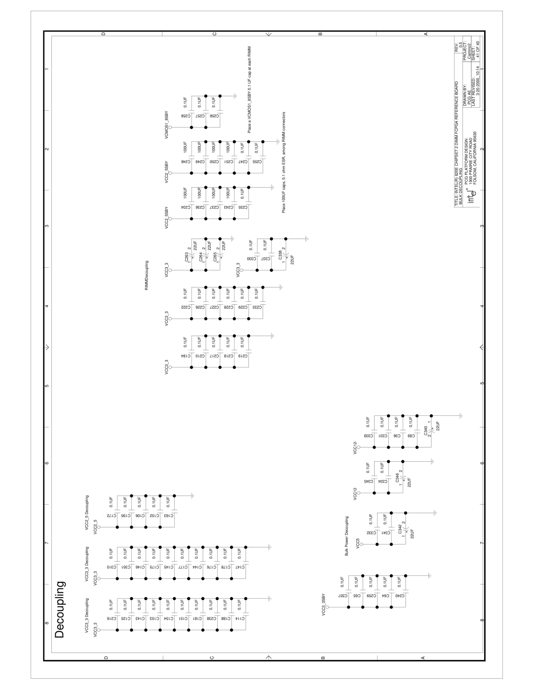 Intel 820E manual VCMOS18SBY, Bulk Decoupling Drawn by PCG Platform Design Project PCG AE 