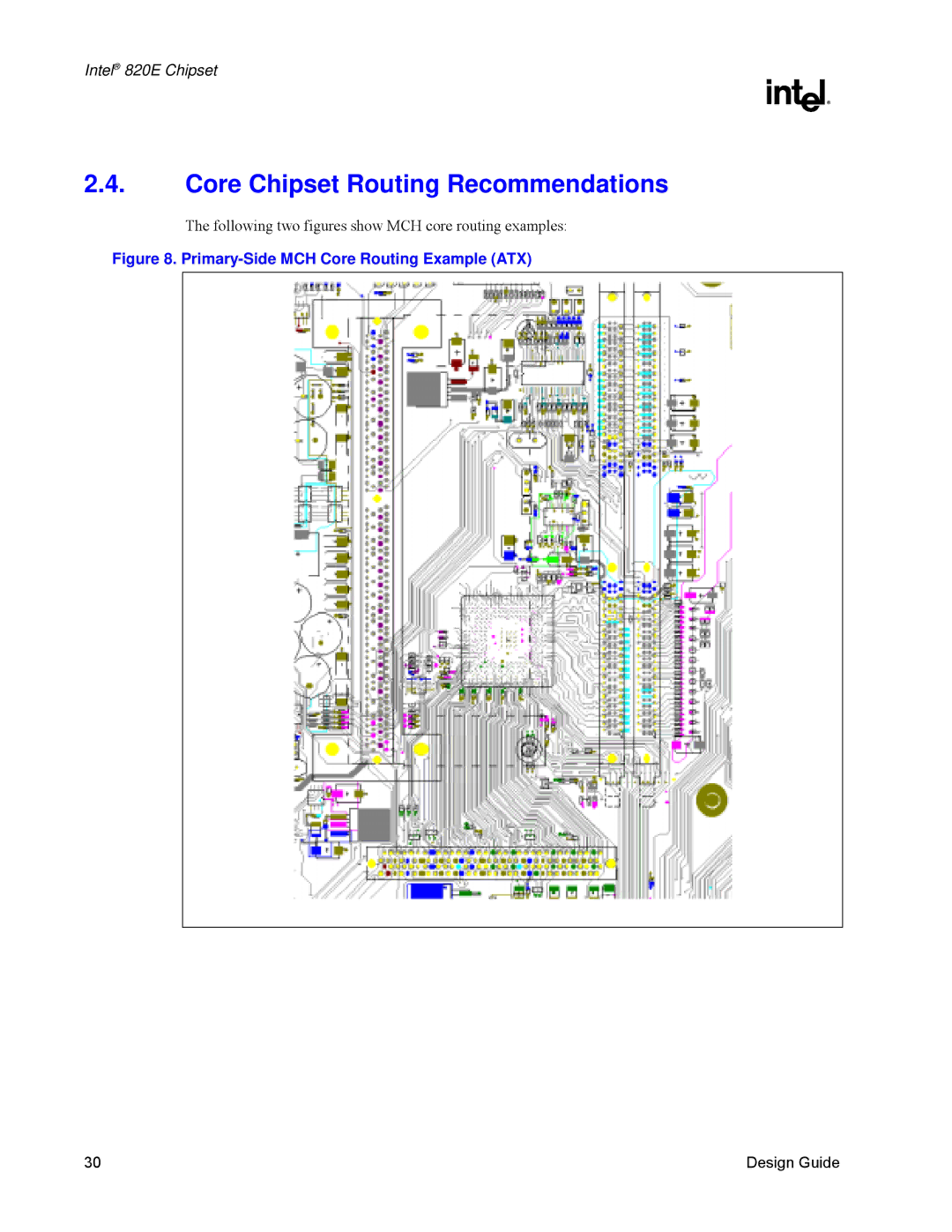 Intel 820E manual Core Chipset Routing Recommendations, Primary-Side MCH Core Routing Example ATX 