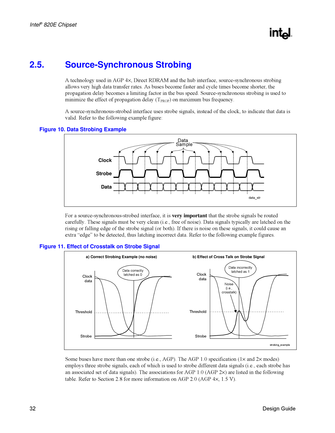 Intel 820E manual Source-Synchronous Strobing, Data Strobing Example 