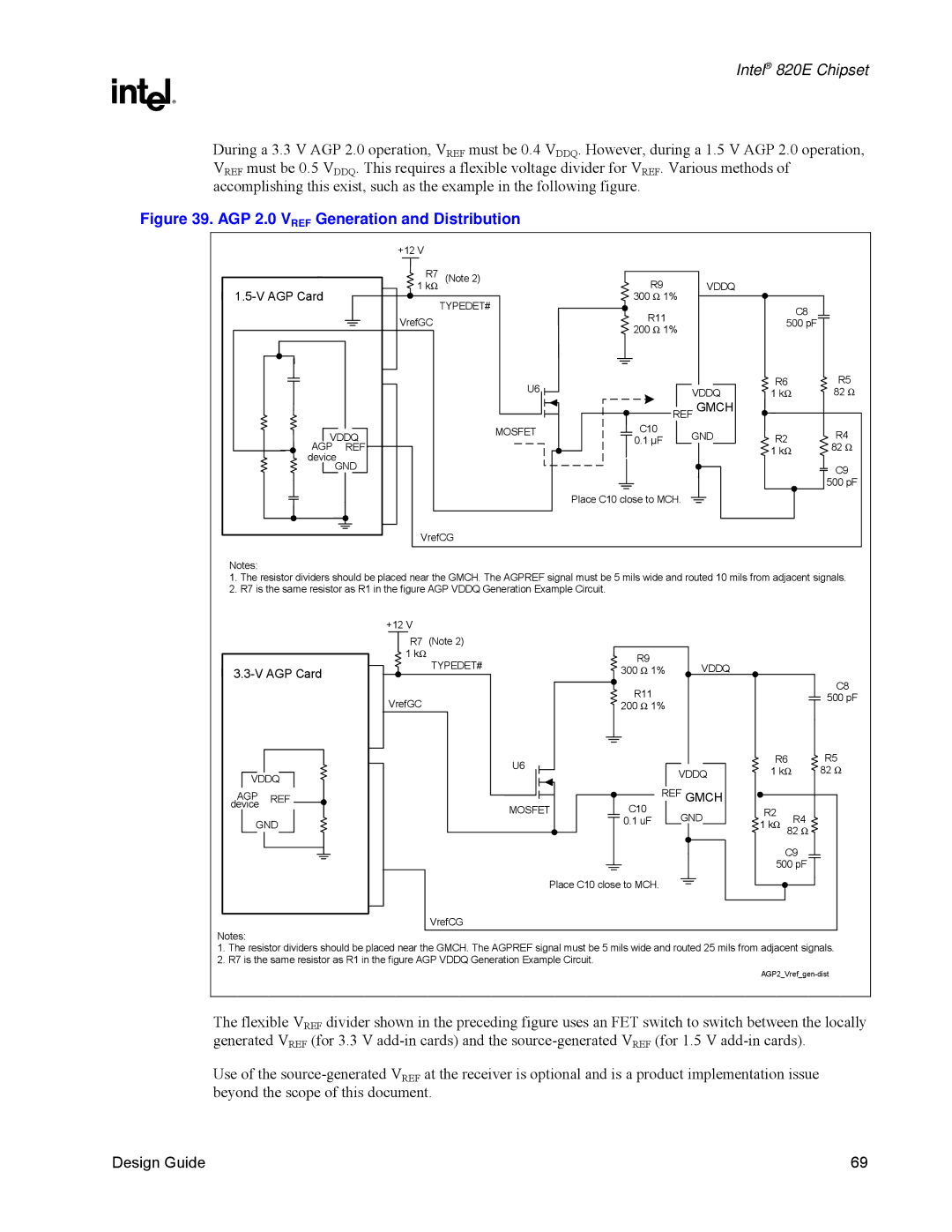 Intel 820E manual AGP 2.0 Vref Generation and Distribution 