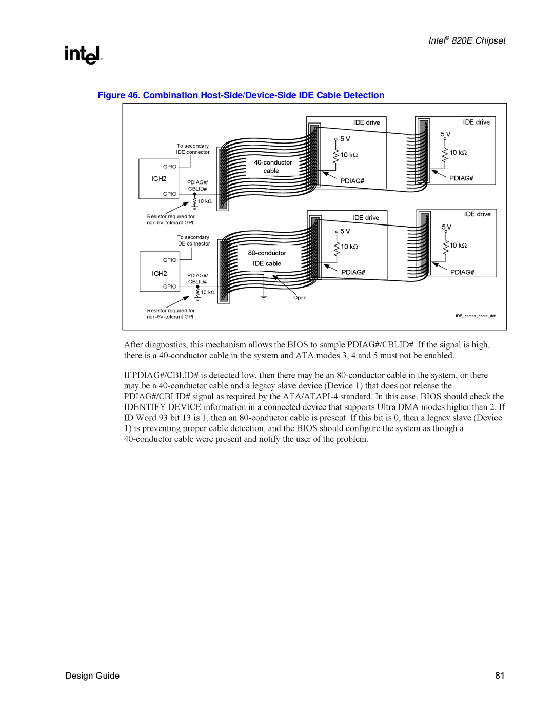 Intel 820E manual Combination Host-Side/Device-Side IDE Cable Detection 