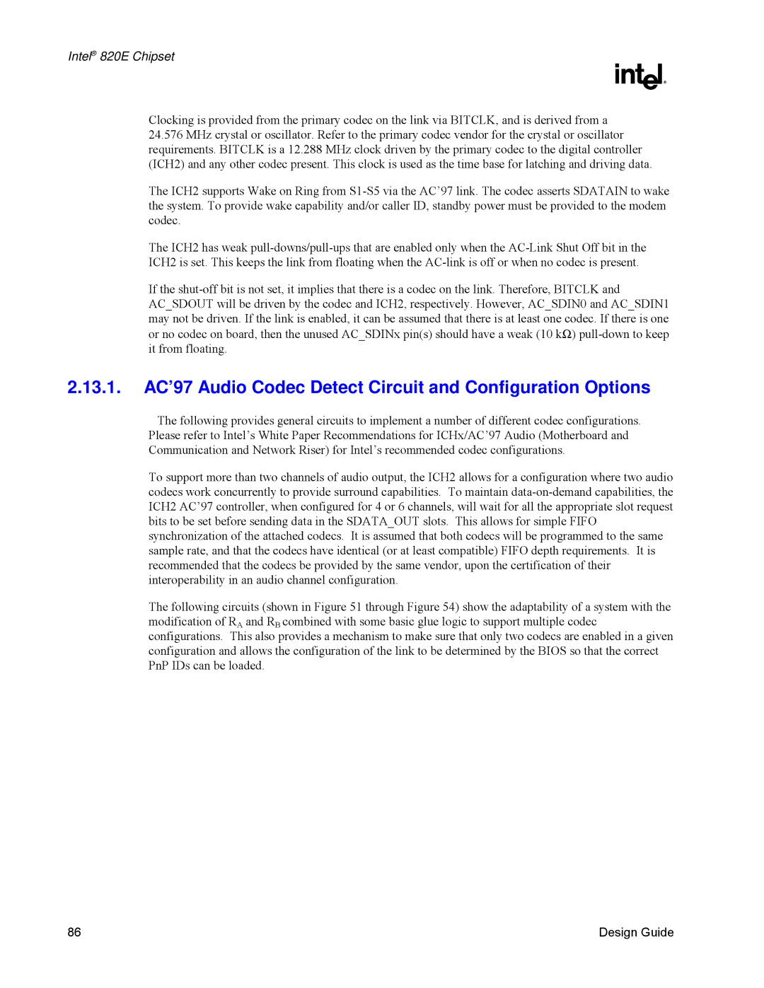 Intel manual Intel 820E Chipset 