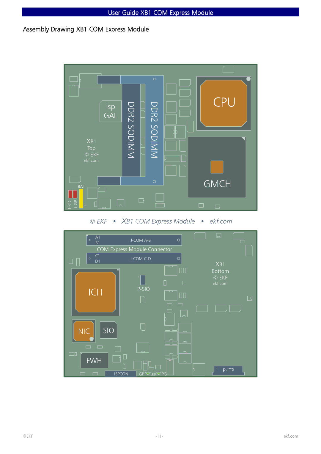 Intel 82600 manual Cpu, Assembly Drawing XB1 COM Express Module 