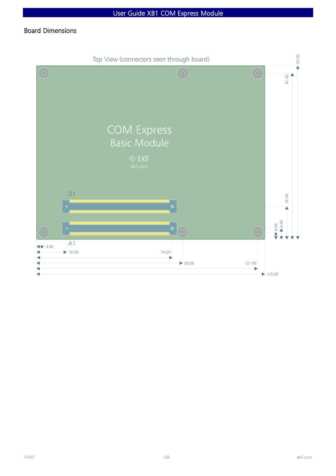 Intel 82600 manual COM Express, Board Dimensions 