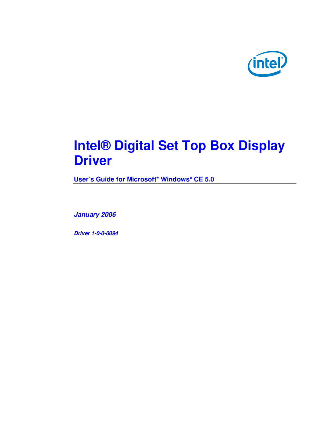 Intel 82854 GMCH, 82830M GMCH manual Intel Digital Set Top Box Display Driver 