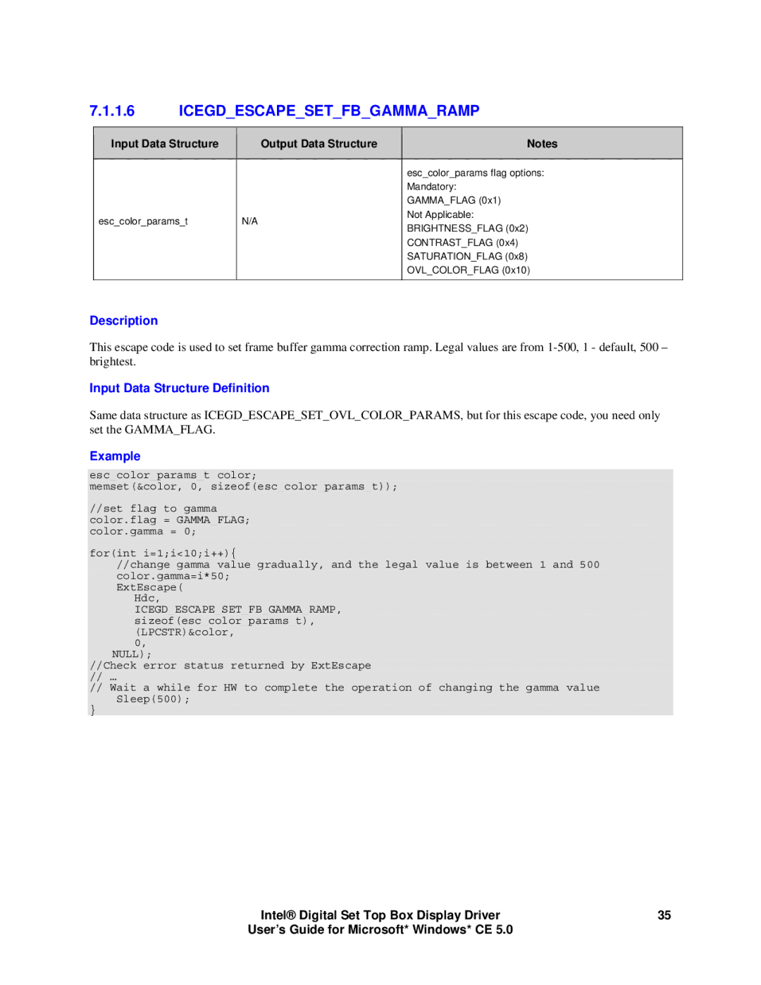 Intel 82854 GMCH, 82830M GMCH manual Icegdescapesetfbgammaramp 