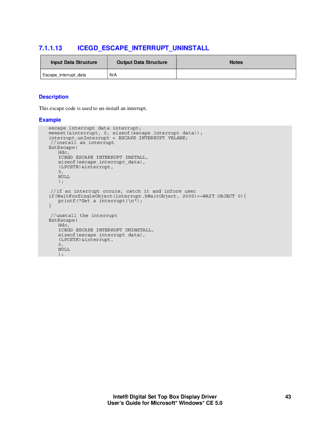 Intel 82854 GMCH, 82830M GMCH manual Icegdescapeinterruptuninstall 