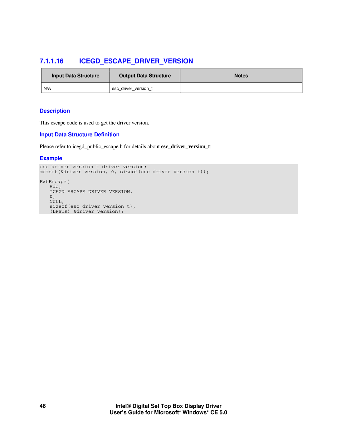 Intel 82830M GMCH, 82854 GMCH manual Icegdescapedriverversion 