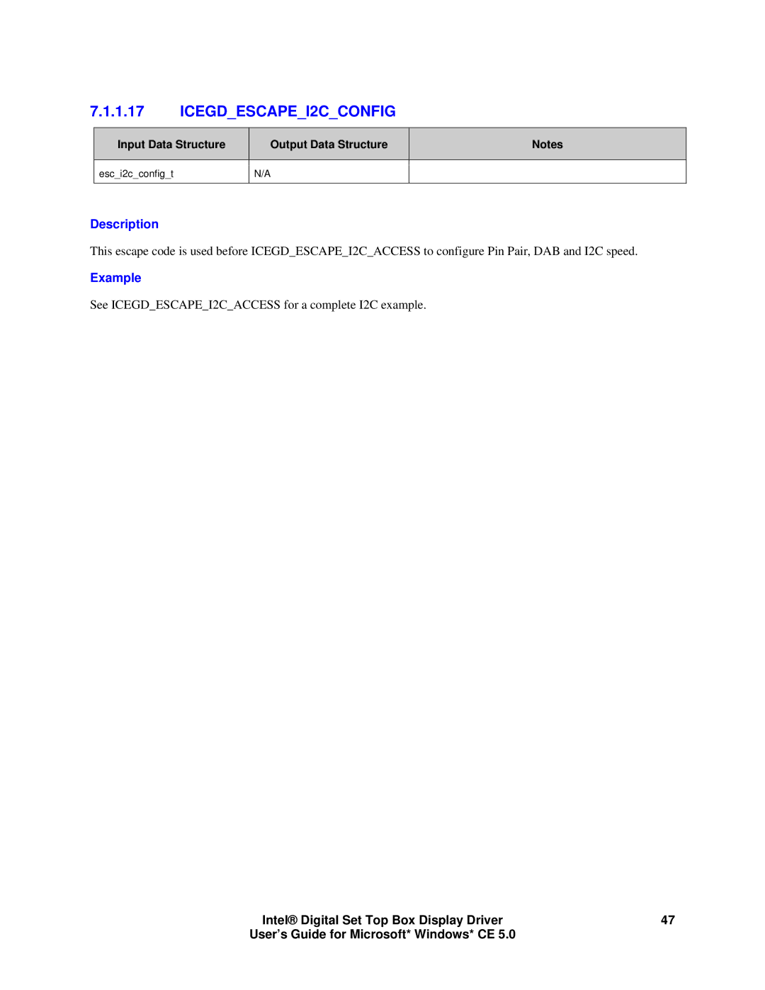 Intel 82854 GMCH, 82830M GMCH manual ICEGDESCAPEI2CCONFIG 