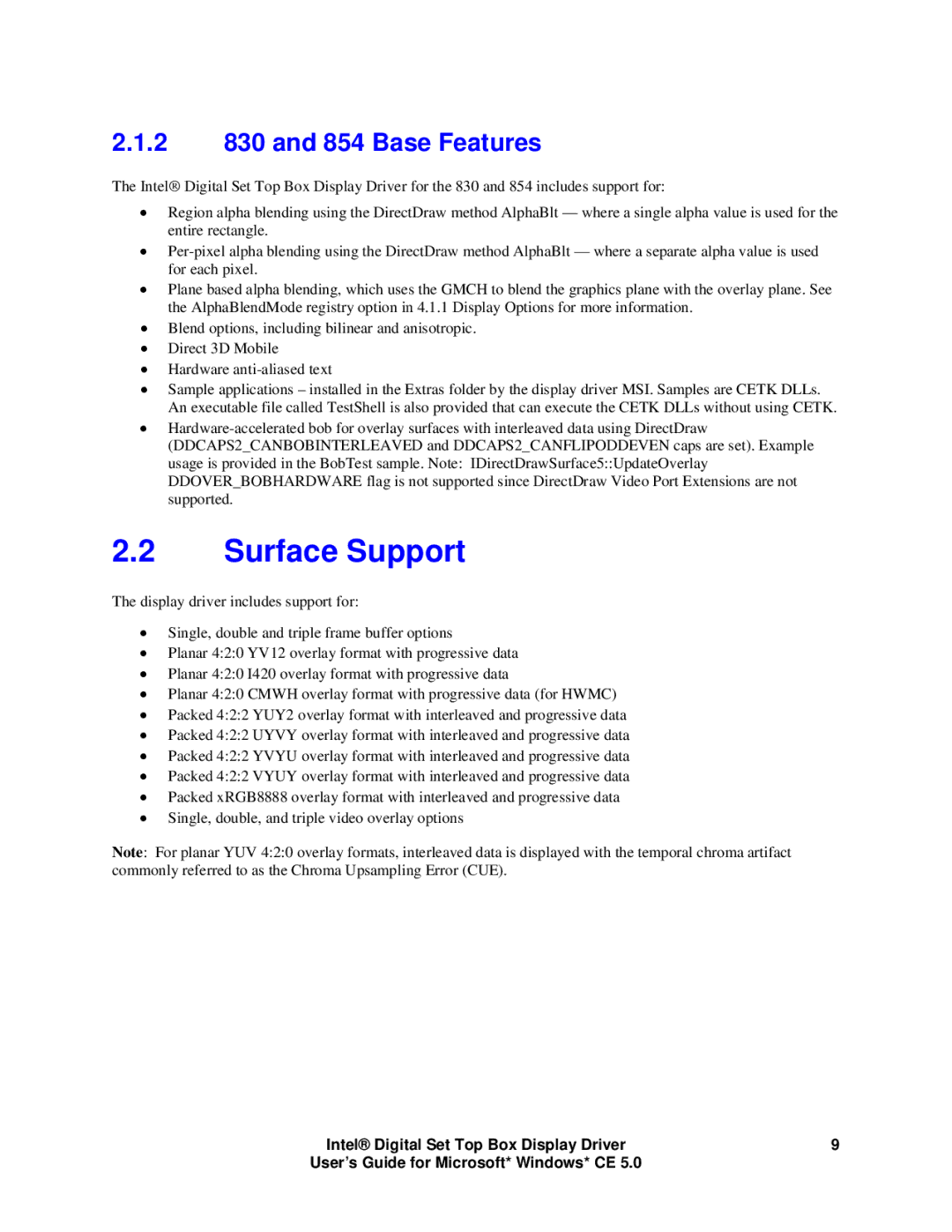 Intel 82854 GMCH, 82830M GMCH manual Surface Support, 2 830 and 854 Base Features 