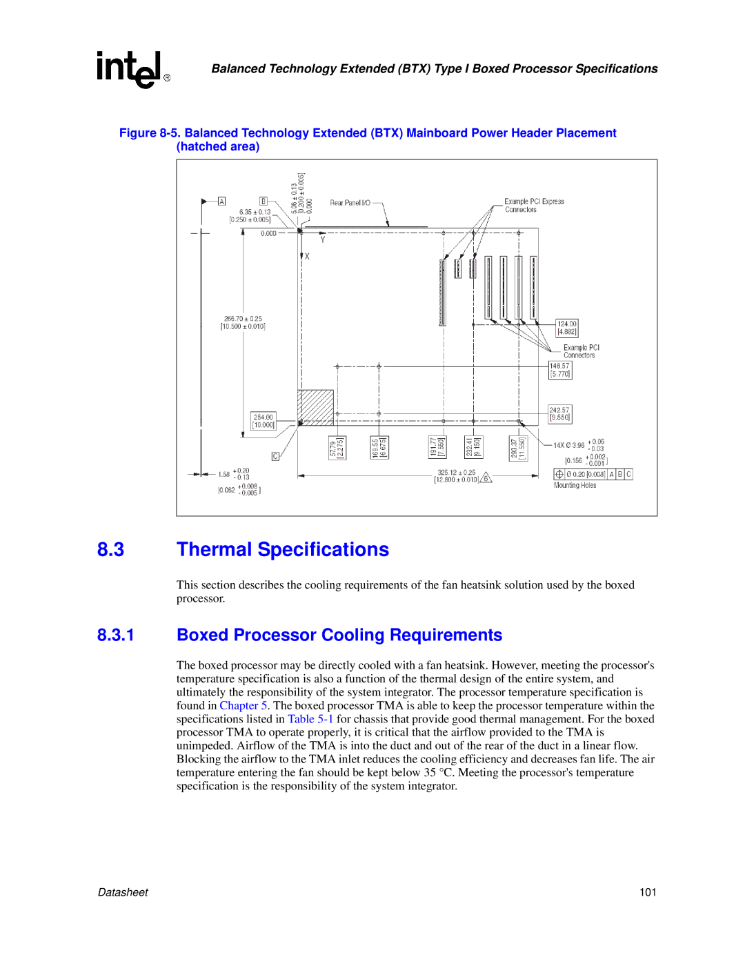 Intel 830 manual Datasheet 101 