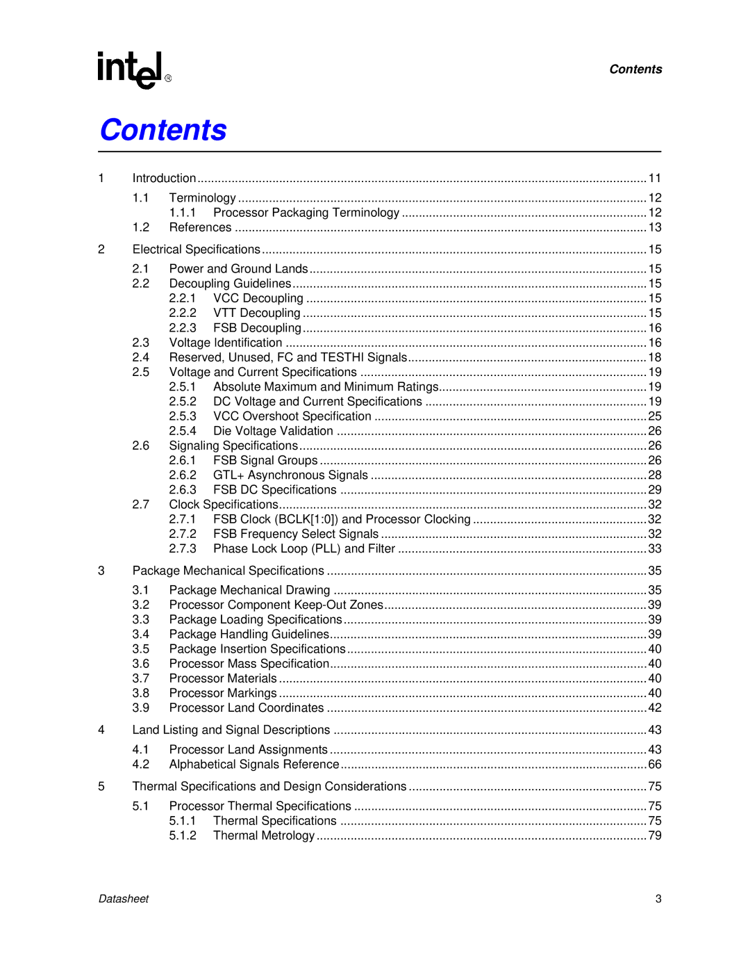 Intel 830 manual Contents 