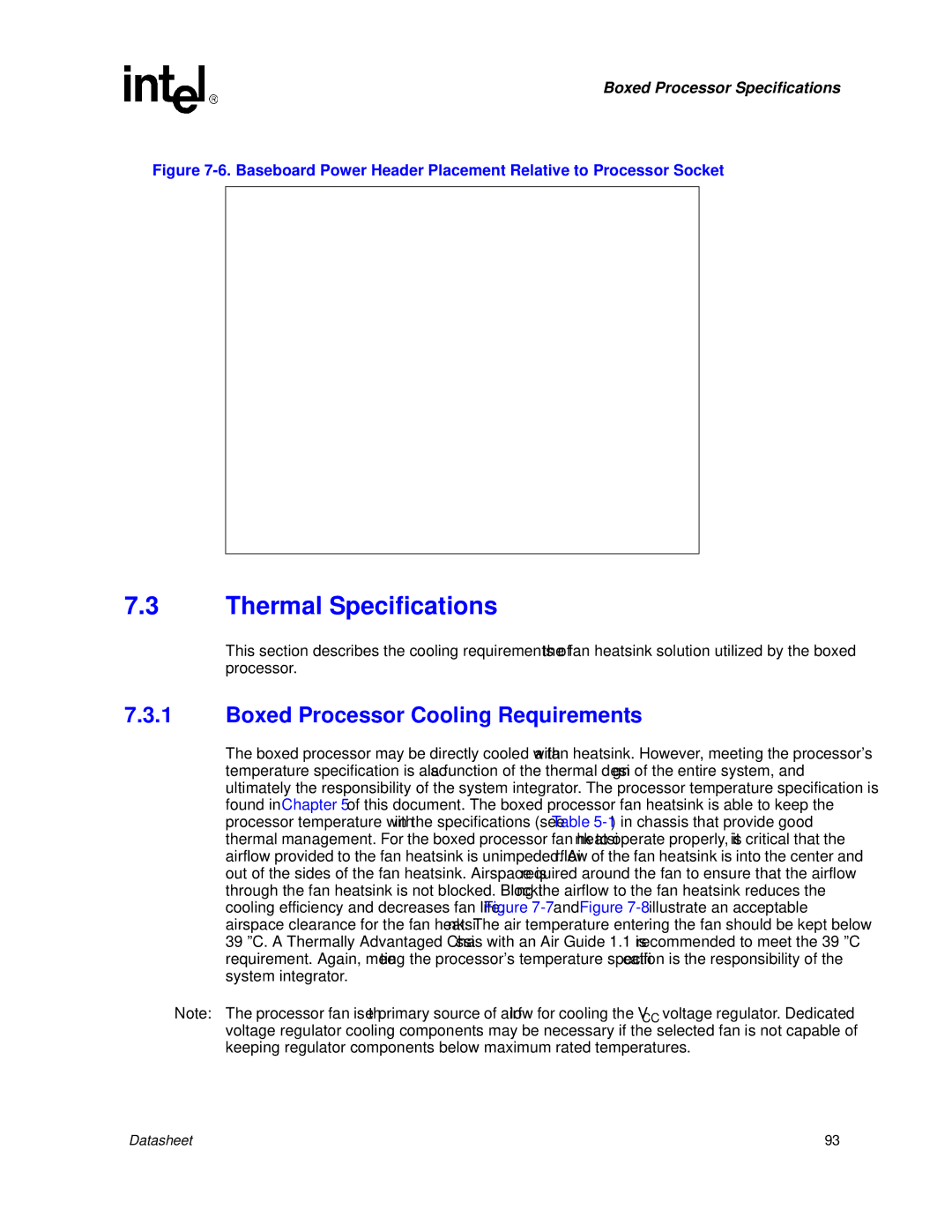 Intel 830 manual Thermal Specifications, Boxed Processor Cooling Requirements 