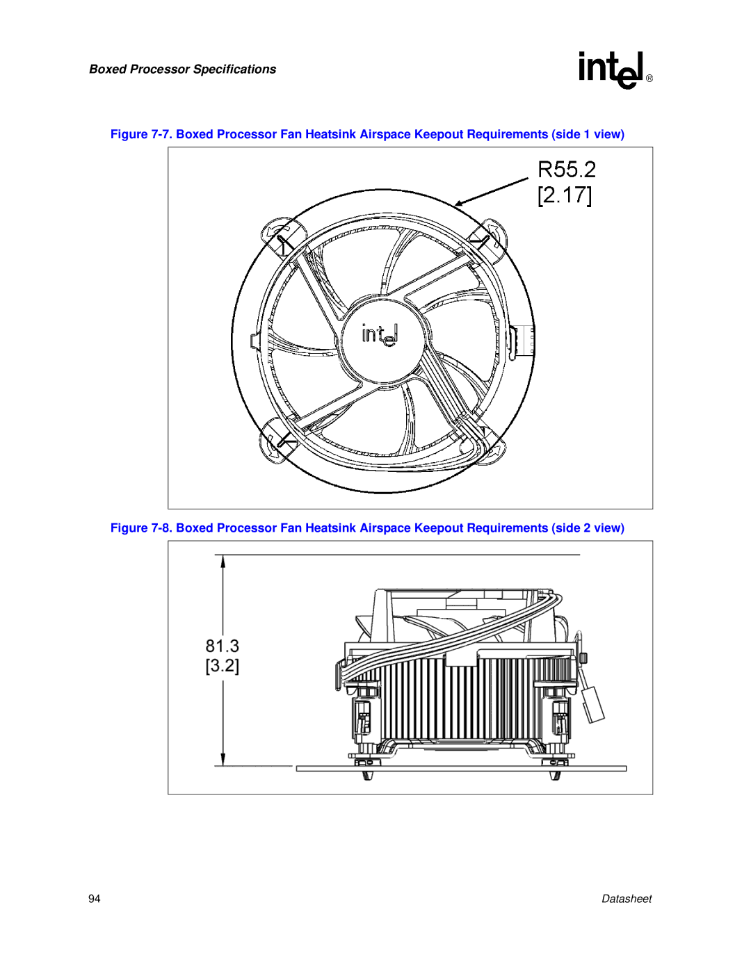 Intel 830 manual Boxed Processor Specifications 