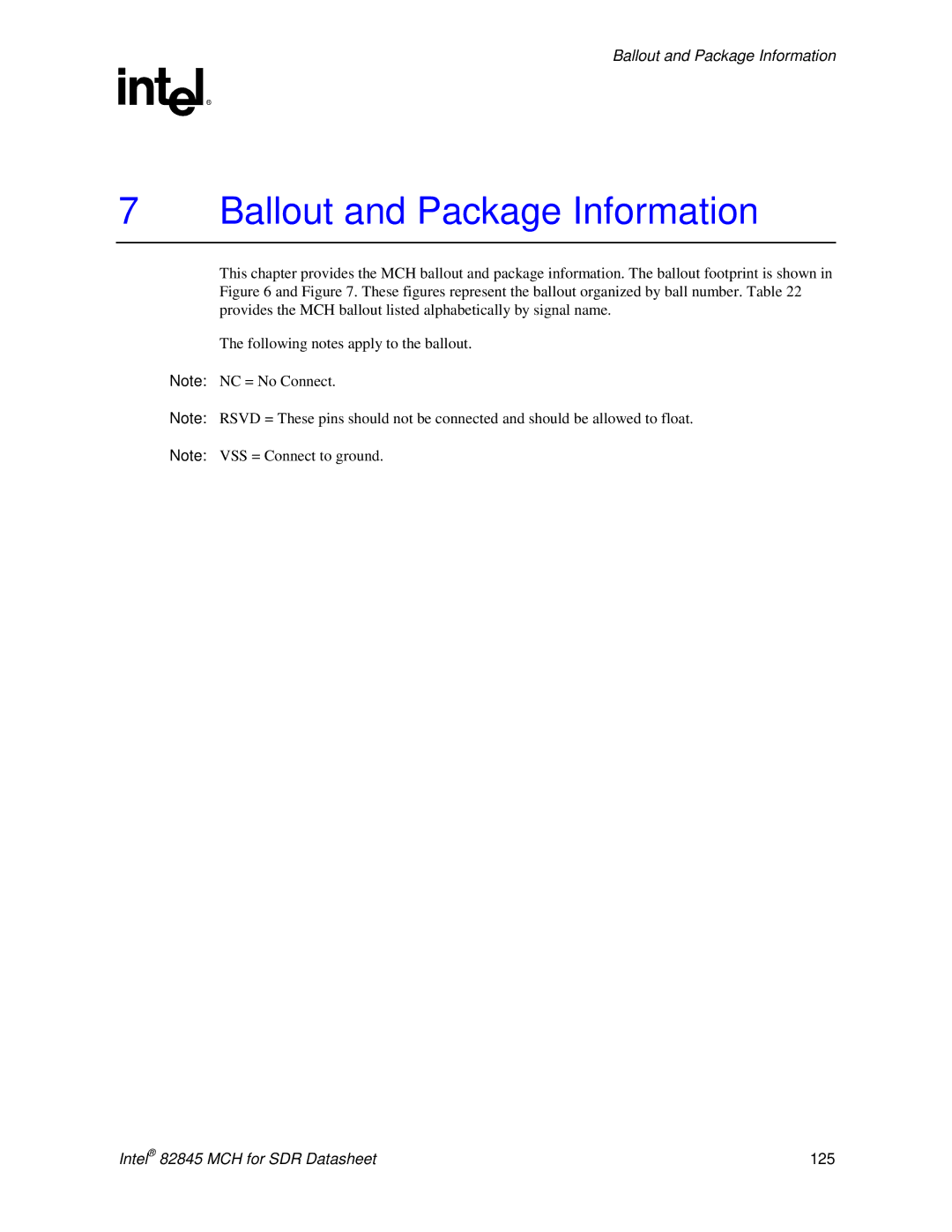 Intel 845 manual Ballout and Package Information 