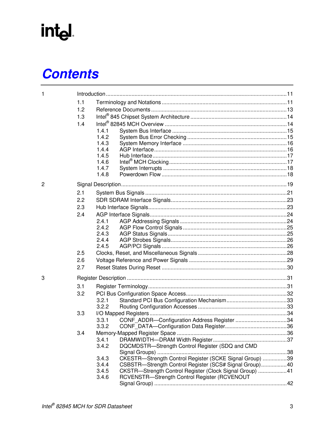 Intel 845 manual Contents 