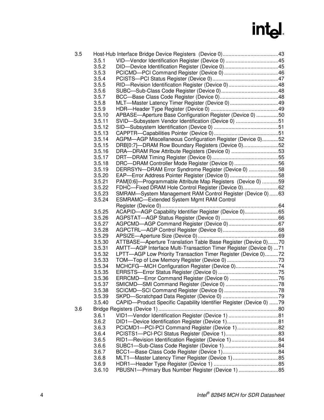 Intel 845 manual Register Device 