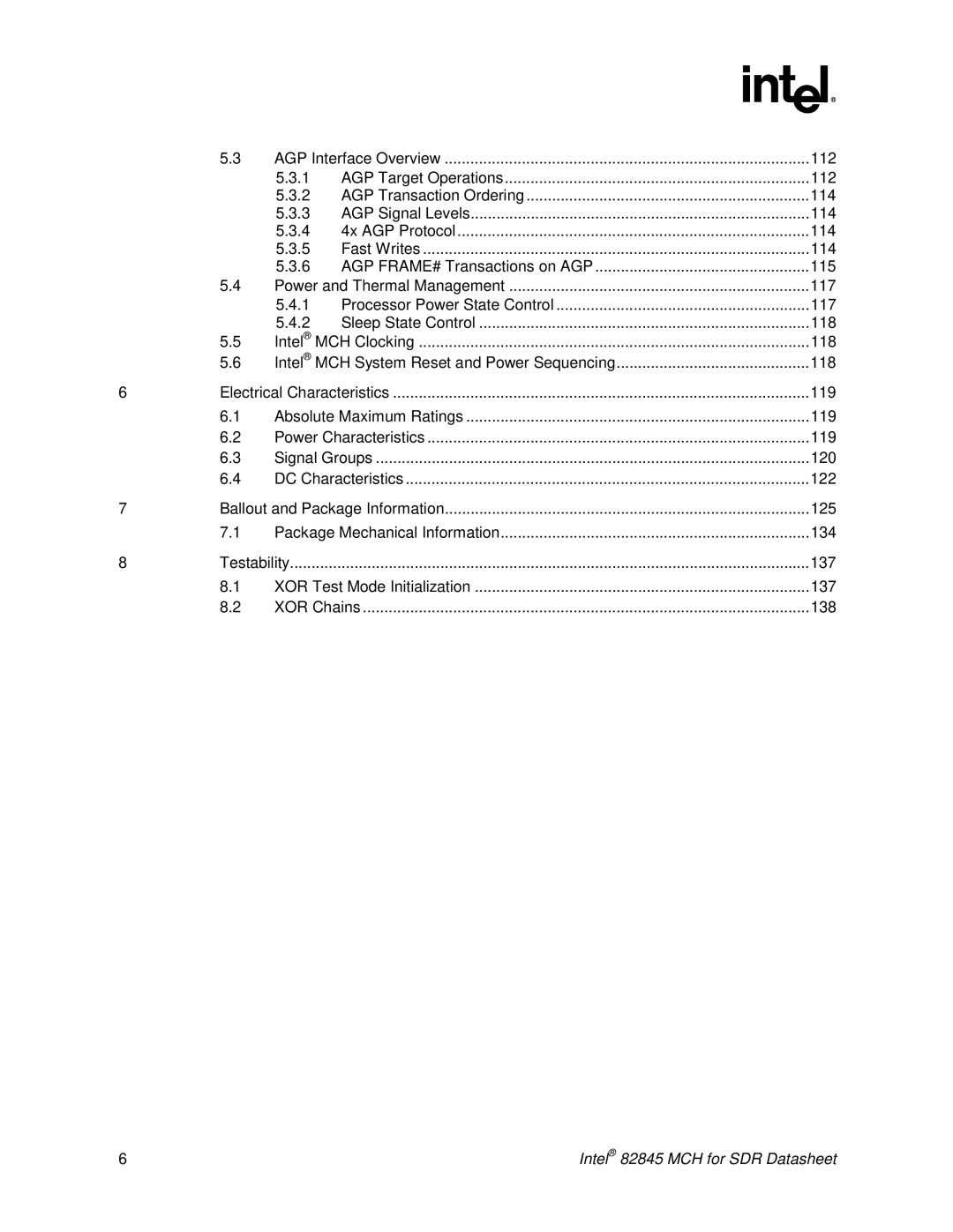 Intel 845 manual 114, 115, 117, 118, 119, 120, 122, 125, 134, 137, 138 