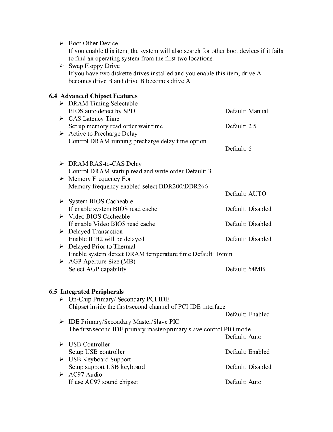 Intel 845GL, 845GV user manual Advanced Chipset Features, Integrated Peripherals 