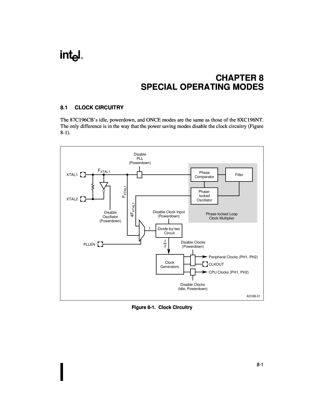 Intel 87C196CB, 8XC196NT user manual Chapter Special Operating Modes, 1. Clock Circuitry 