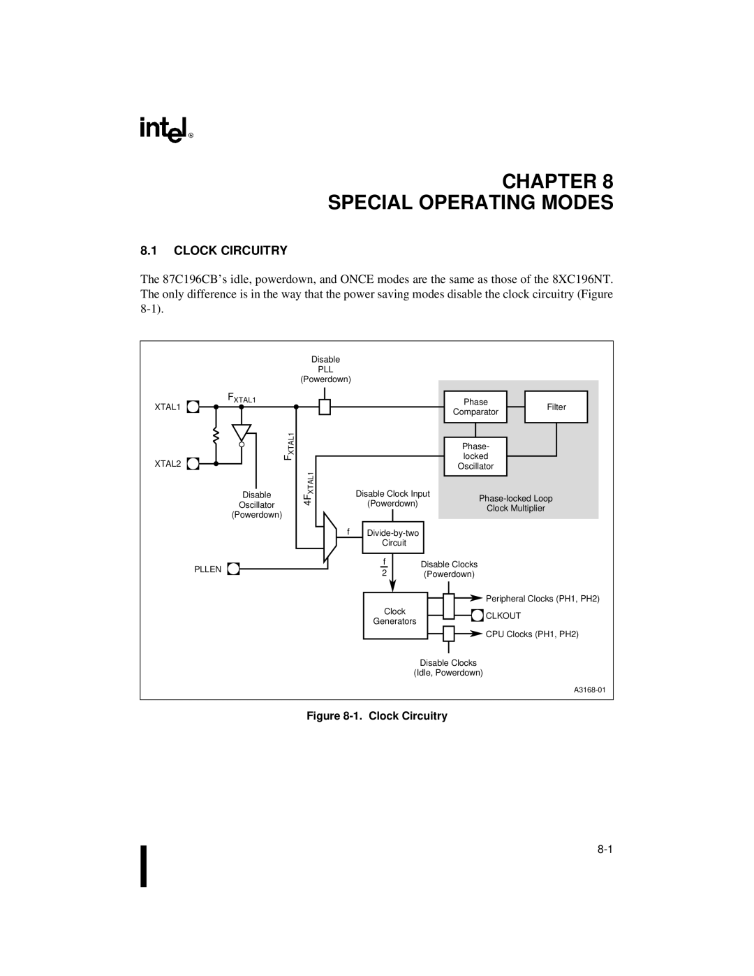 Intel 87C196CB, 8XC196NT user manual Chapter Special Operating Modes, Clock Circuitry 