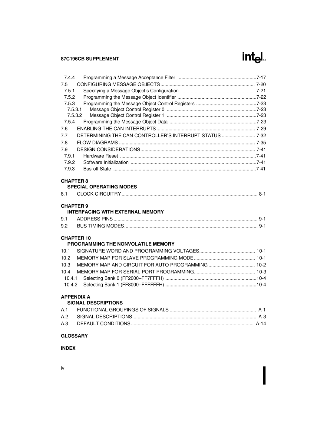 Intel 8XC196NT, 87C196CB user manual Chapter Special Operating Modes 