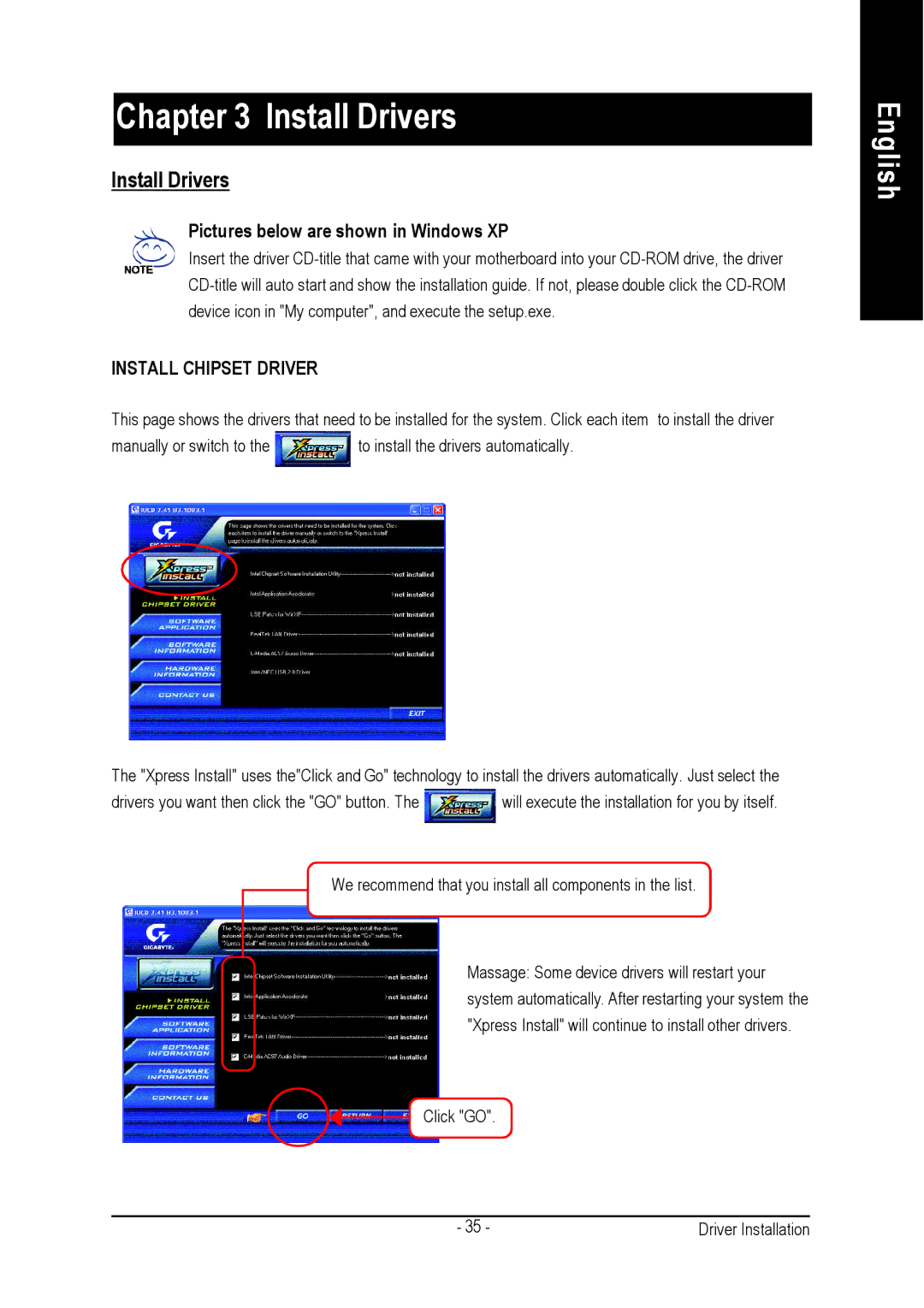 Intel 8I845PE-RZ-C user manual Install Drivers, Pictures below are shown in Windows XP 