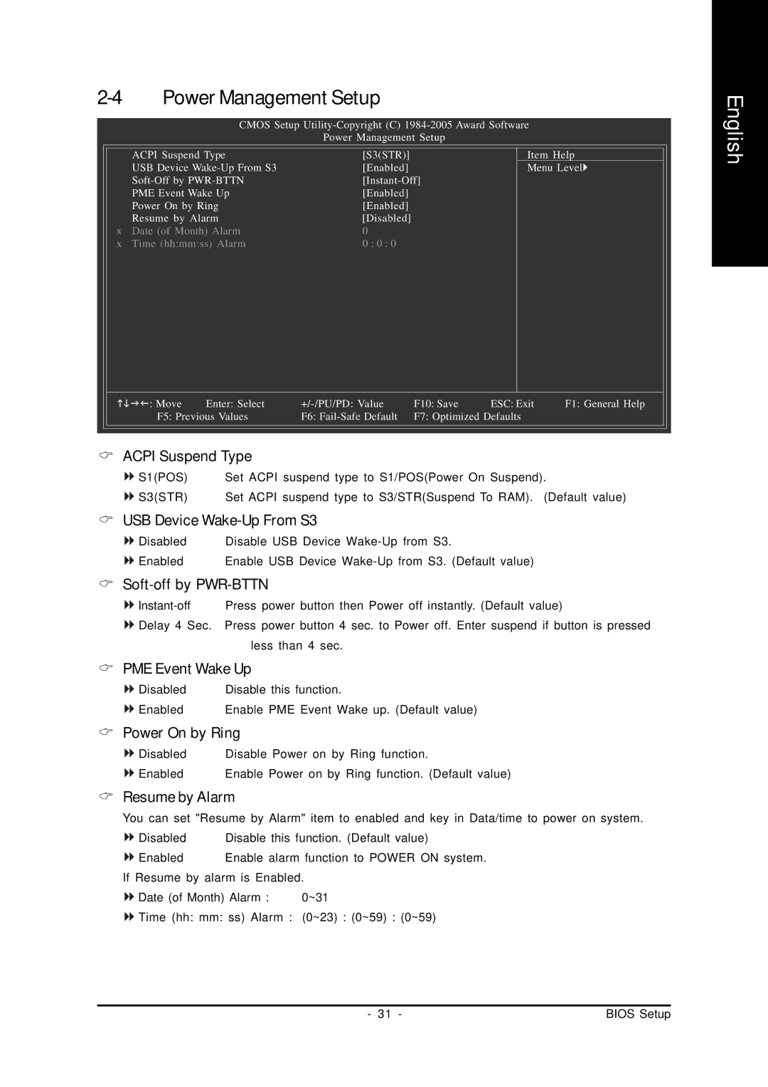 Intel 8I945PE-FS user manual Power Management Setup, Acpi Suspend Type 