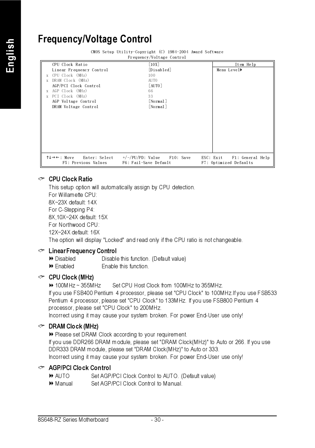 Intel 8S648-RZ-C user manual Frequency/Voltage Control 