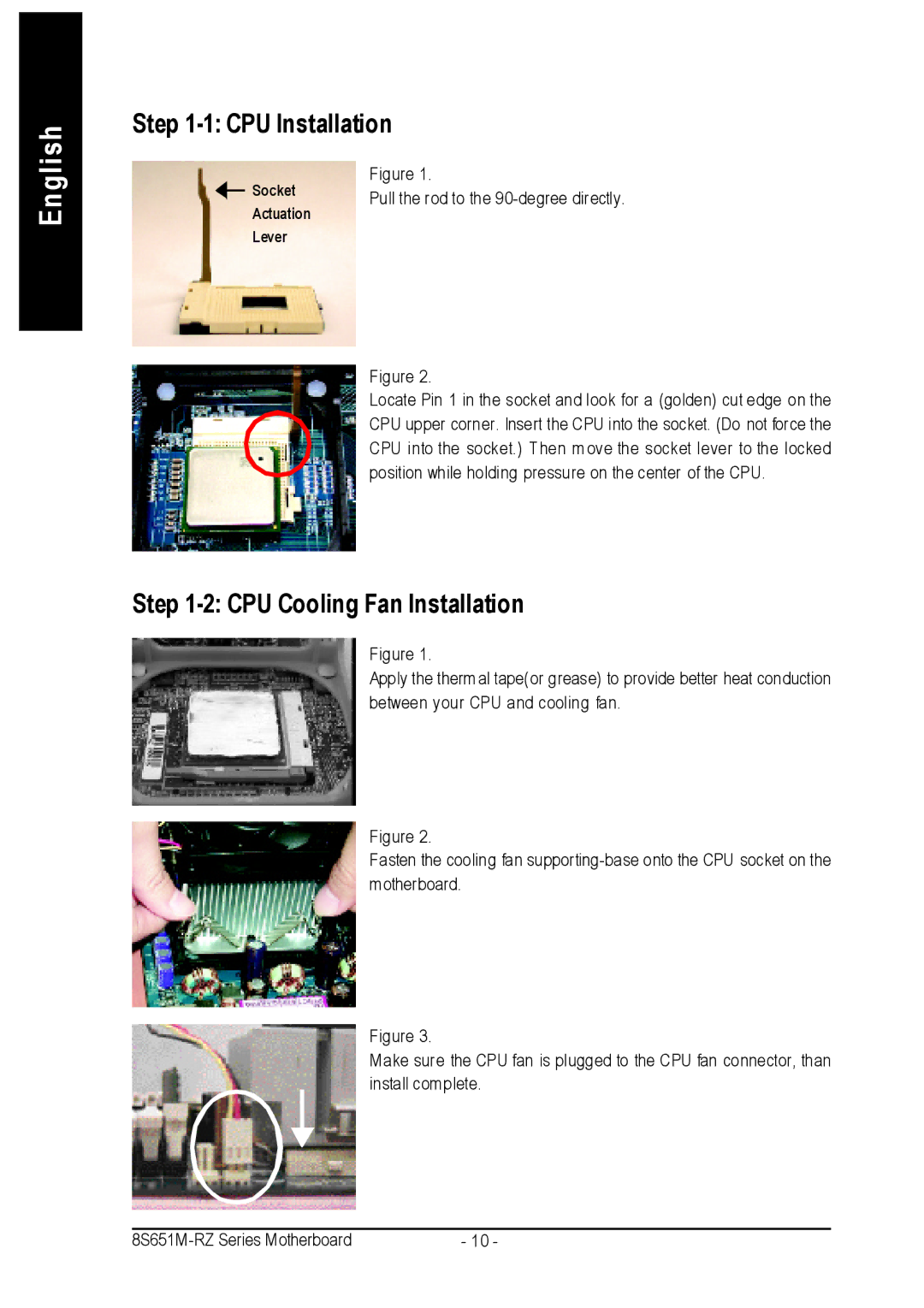 Intel 8S651M-RZ-C user manual CPU Installation 