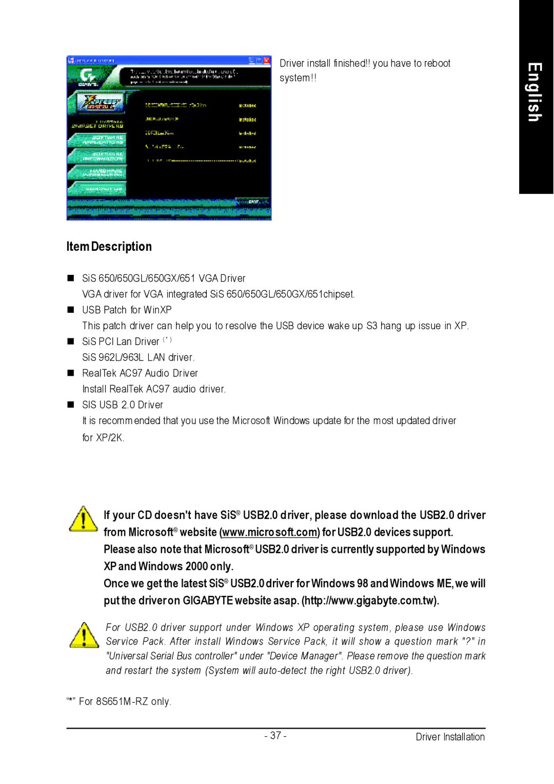 Intel 8S651M-RZ-C user manual Item Description 