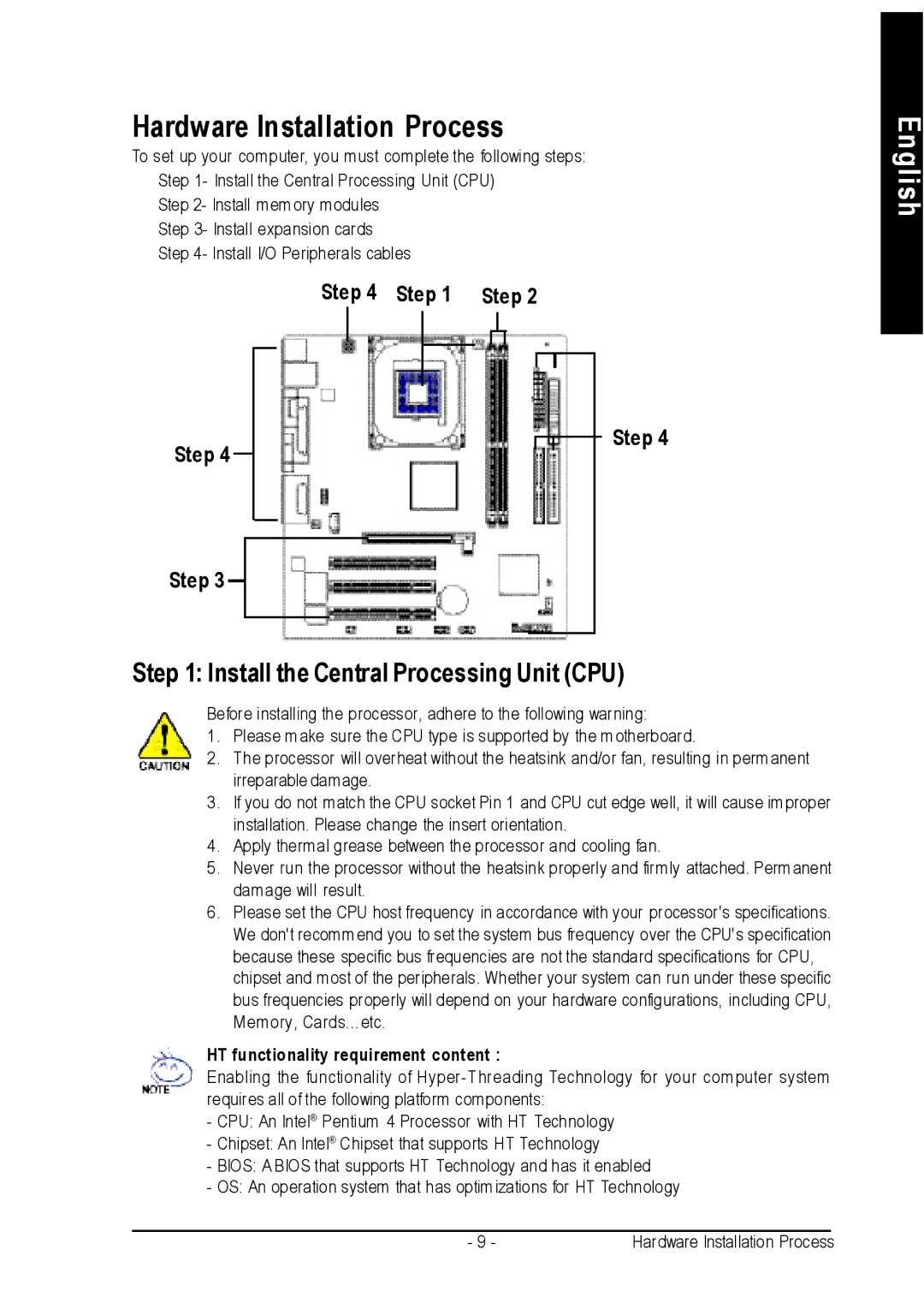 Intel 8S651M-RZ-C user manual Hardware Installation Process, Step 