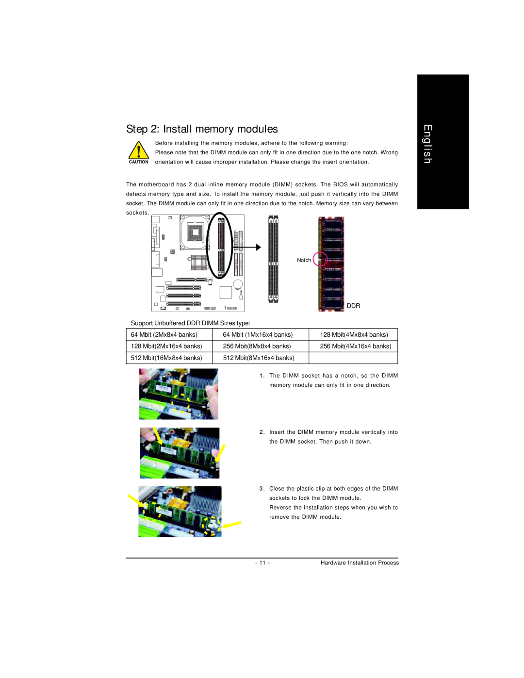 Intel 8S661FXM-RZ user manual Install memory modules, Ddr 