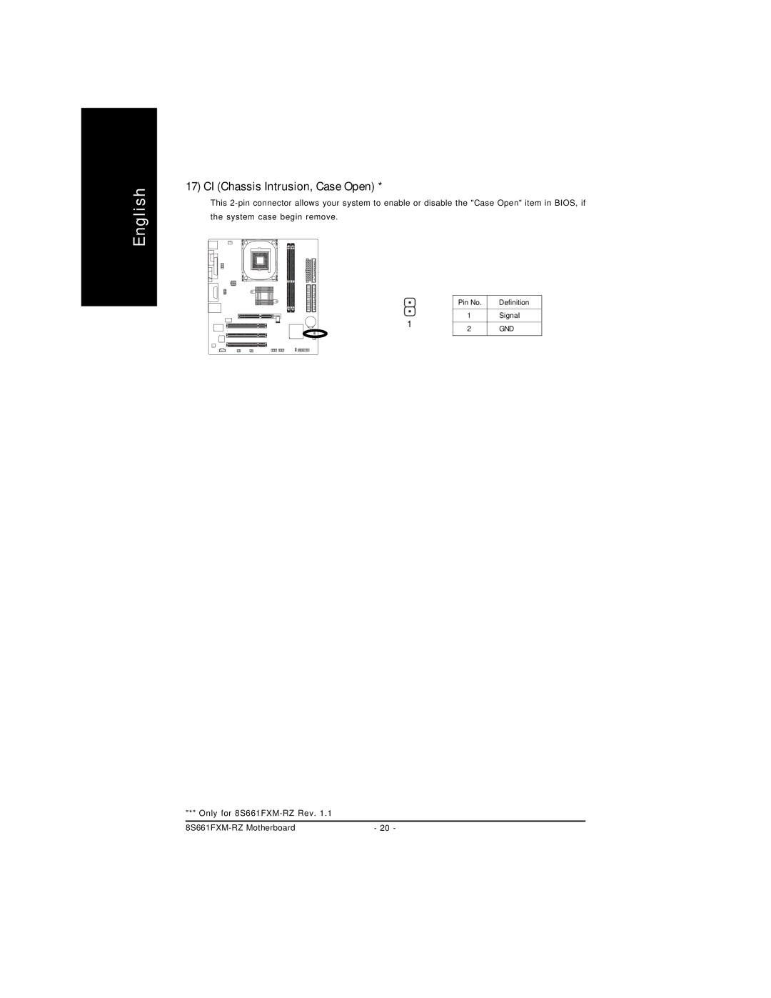 Intel 8S661FXM-RZ user manual CI Chassis Intrusion, Case Open 