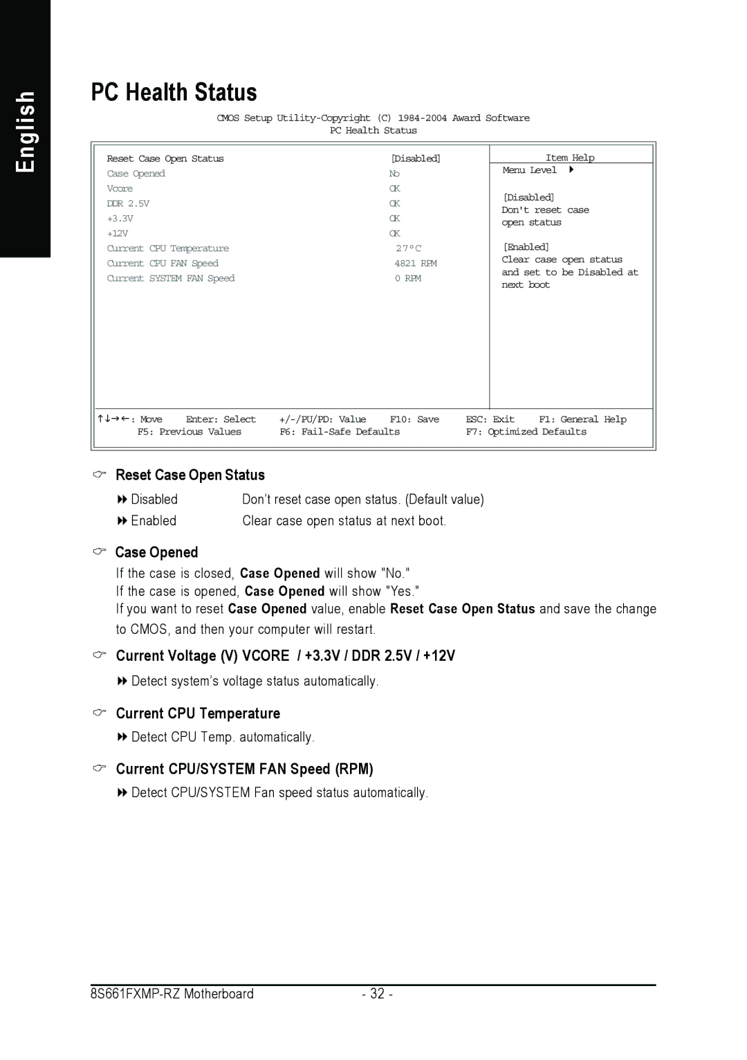 Intel 8S661FXMP-RZ user manual PC Health Status 