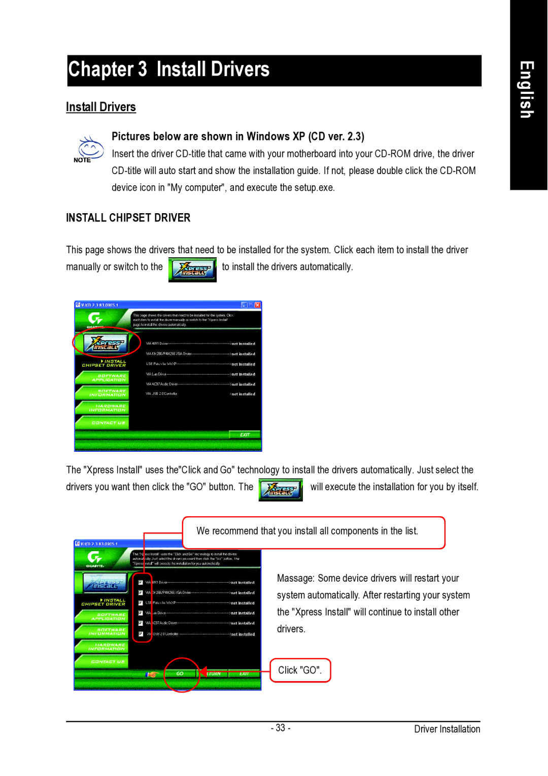 Intel 8VM533M-RZ-C user manual Install Drivers, Pictures below are shown in Windows XP CD ver 