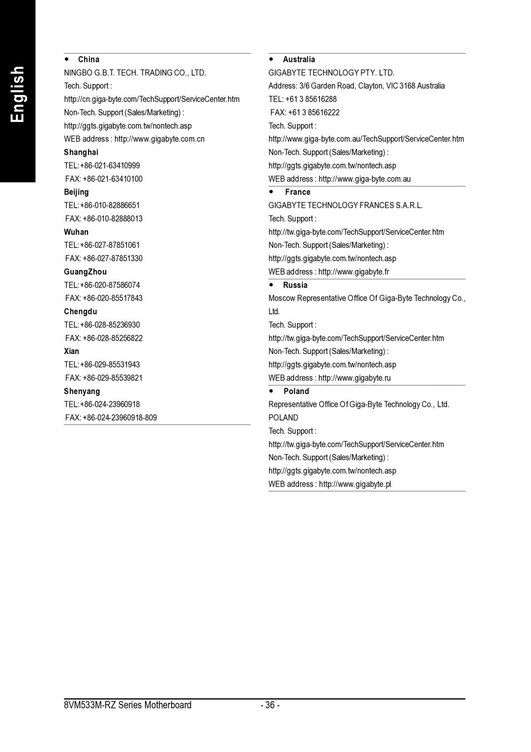 Intel 8VM533M-RZ-C user manual China Shanghai 