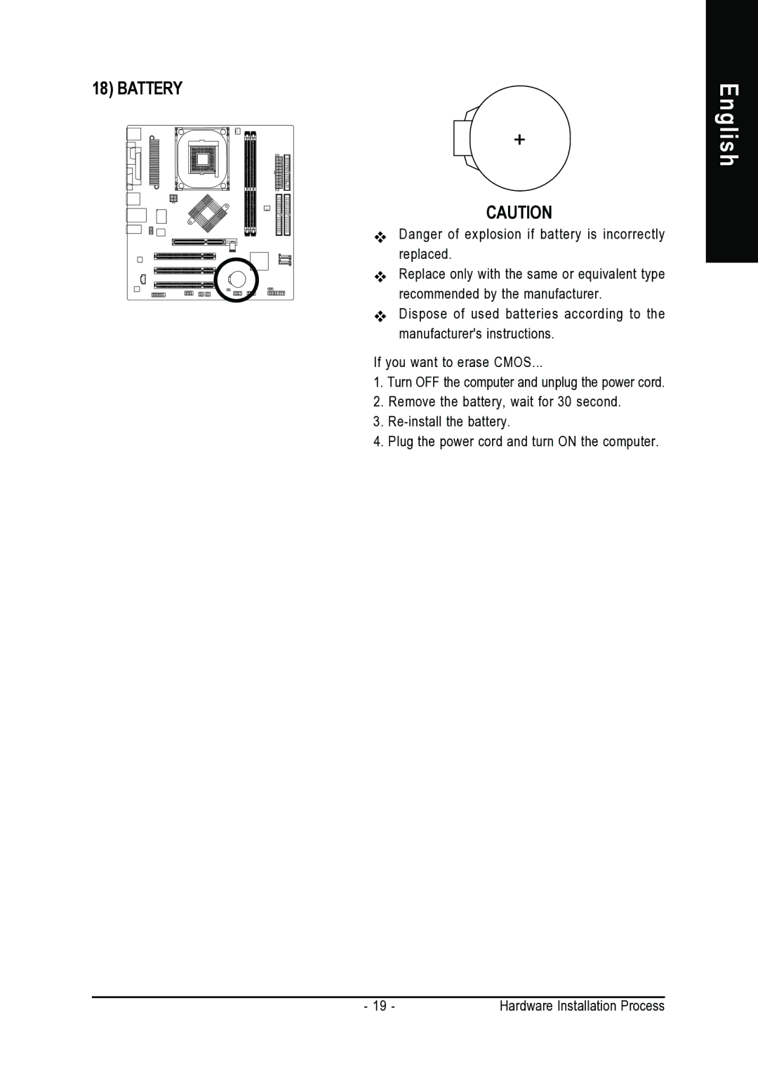 Intel 8VM800M-RZ user manual Battery 