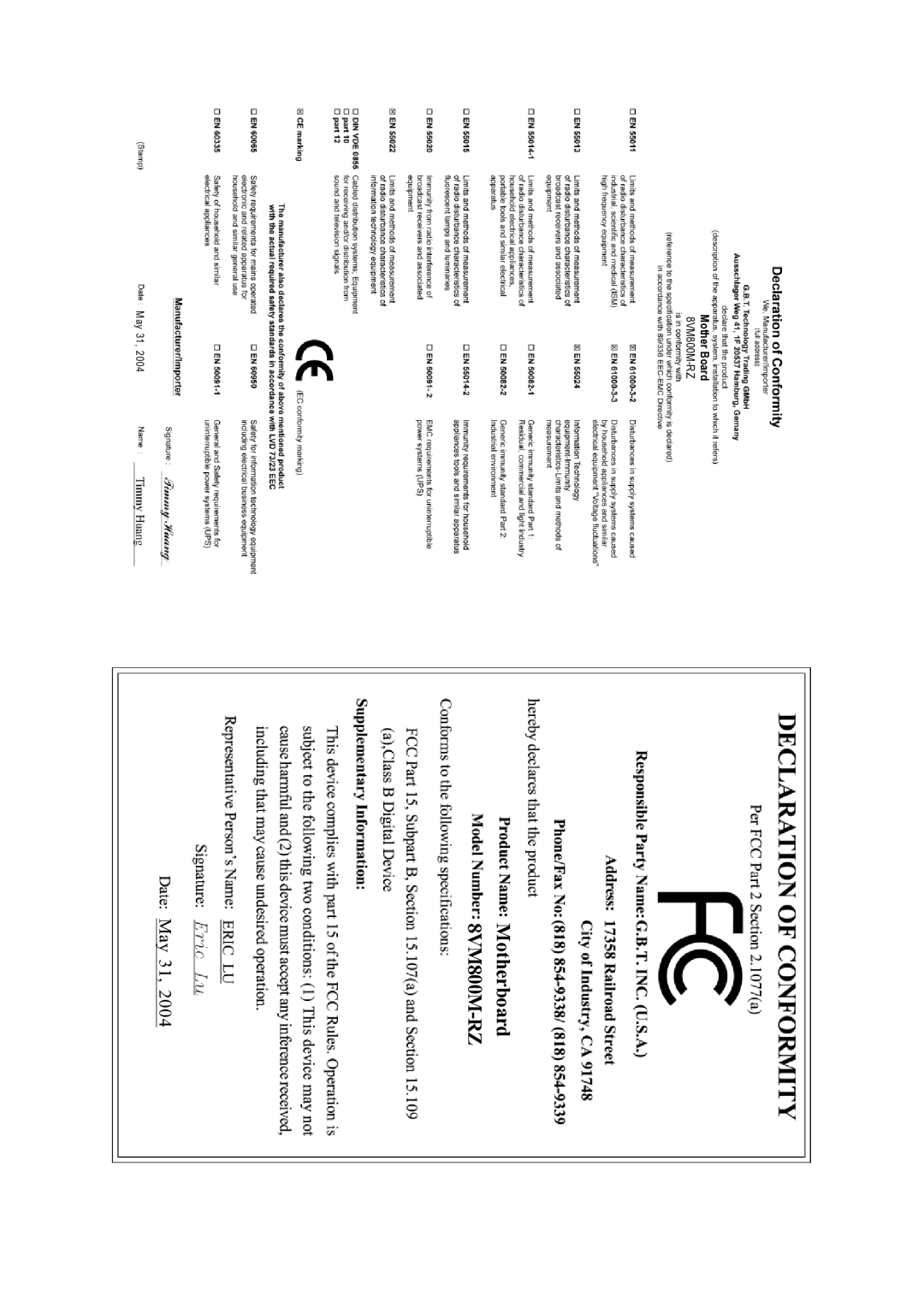 Intel user manual Motherboard 8VM800M-RZ 