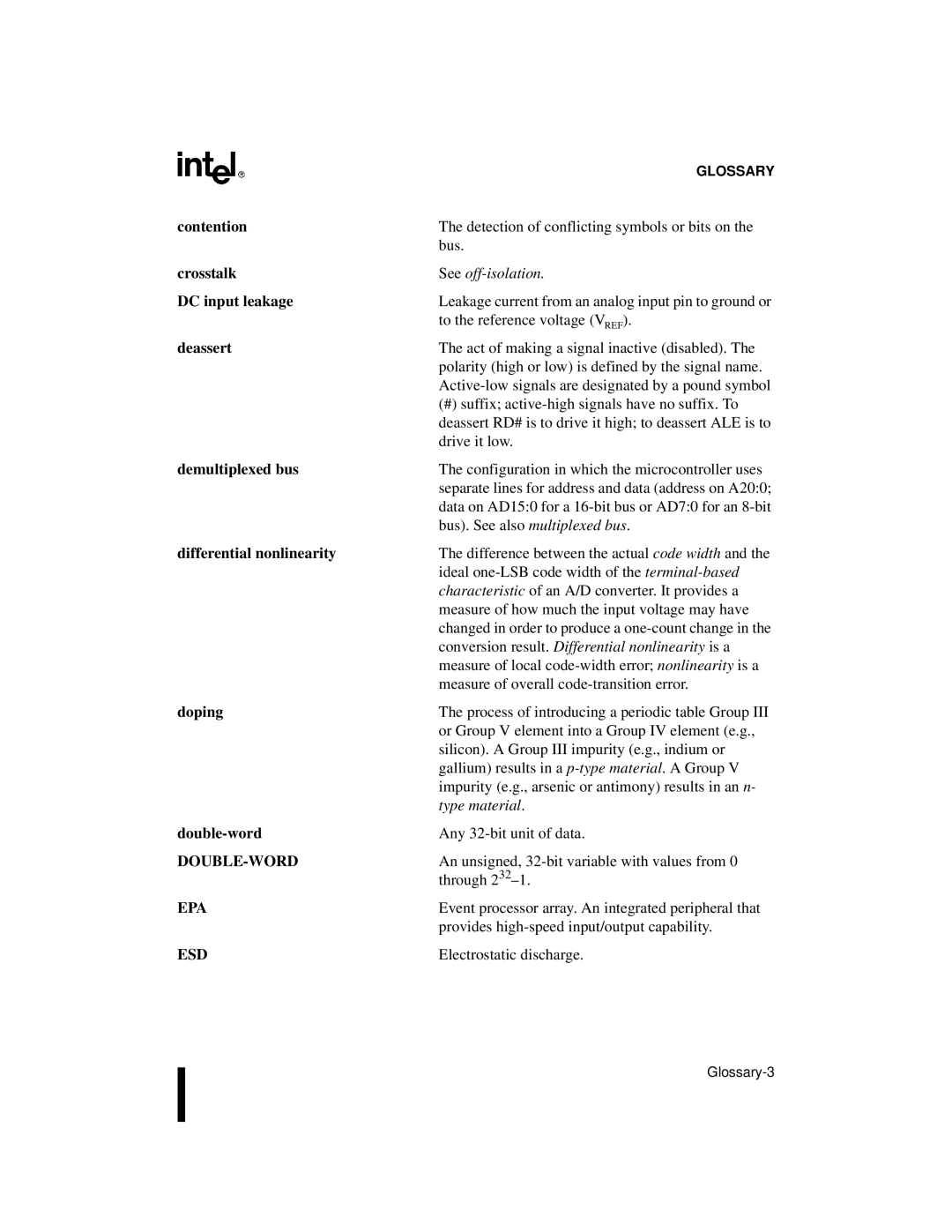 Intel 87C196CA, 8XC196Jx, 8XC196Lx, 8XC196Kx user manual Double-Word, Epa, Esd 