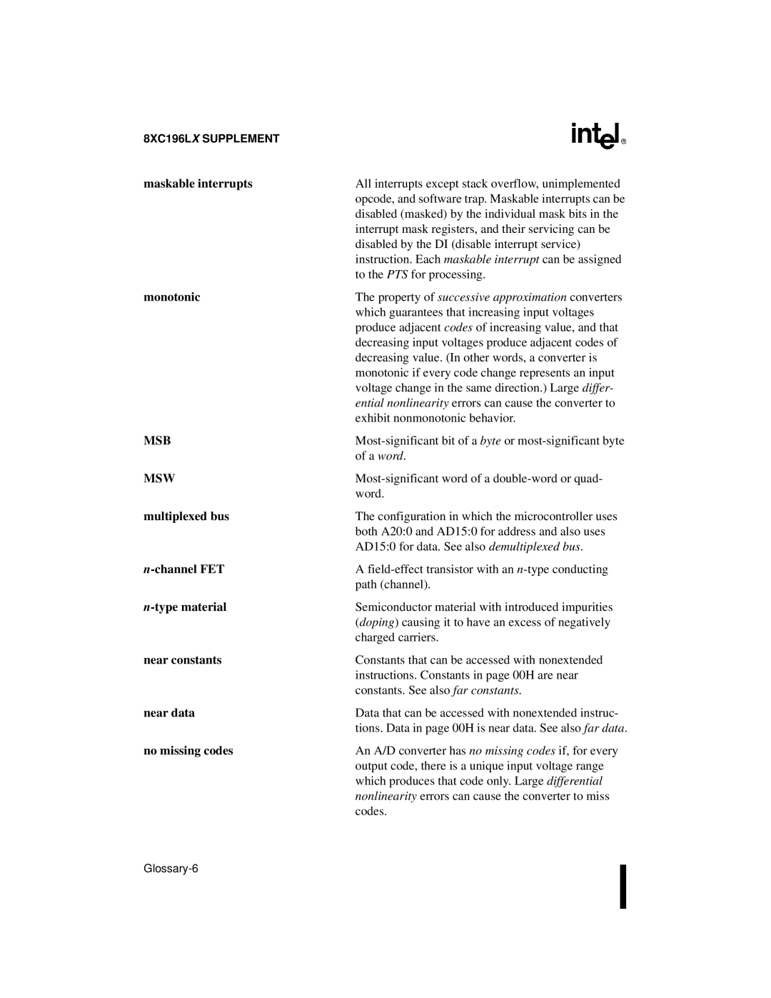 Intel 8XC196Kx, 8XC196Jx, 8XC196Lx, 87C196CA user manual Msb, Msw 