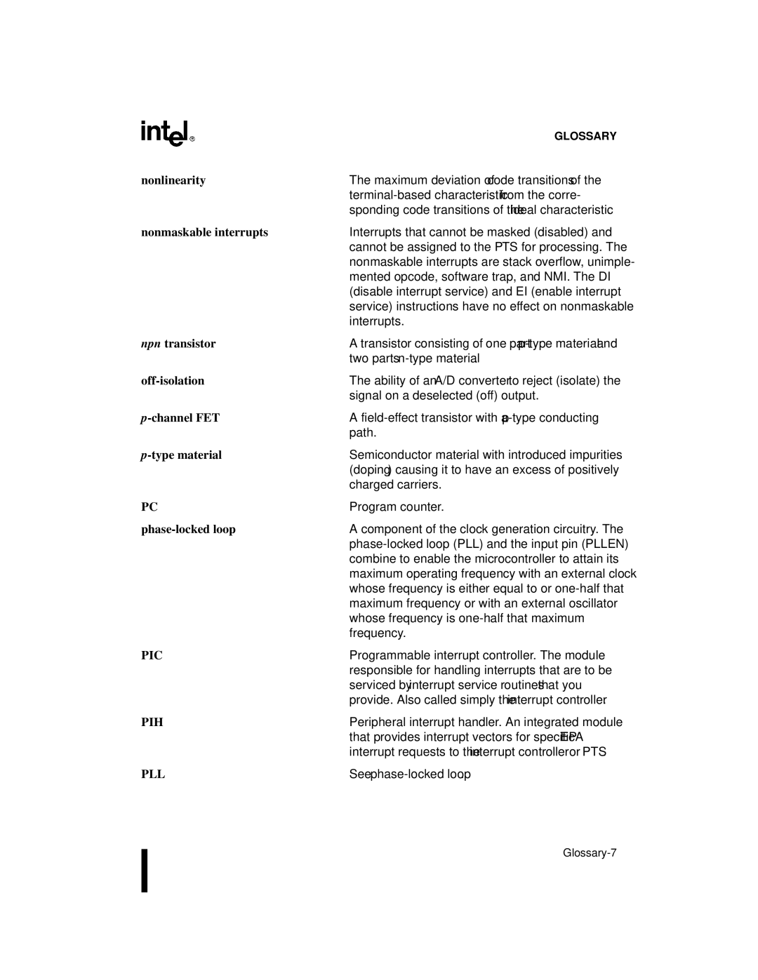 Intel 87C196CA, 8XC196Jx, 8XC196Lx, 8XC196Kx user manual Pic Pih Pll 