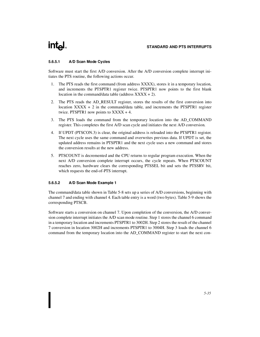 Intel 8XC196MC, 8XC196MD, 8XC196MH manual 5.1 A/D Scan Mode Cycles, 5.2 A/D Scan Mode Example 